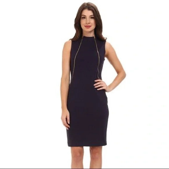 Calvin Klein Dresses Calvin Klein Sheath Dress With Zippers Dark Blue Poshmark